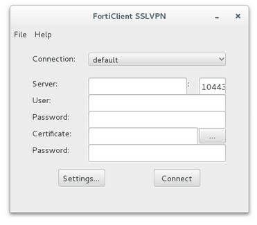 Forticlient Linx configure VPN screen