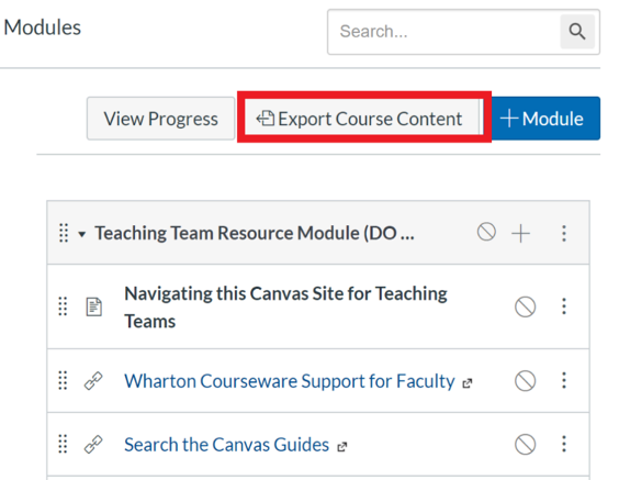 Export content button